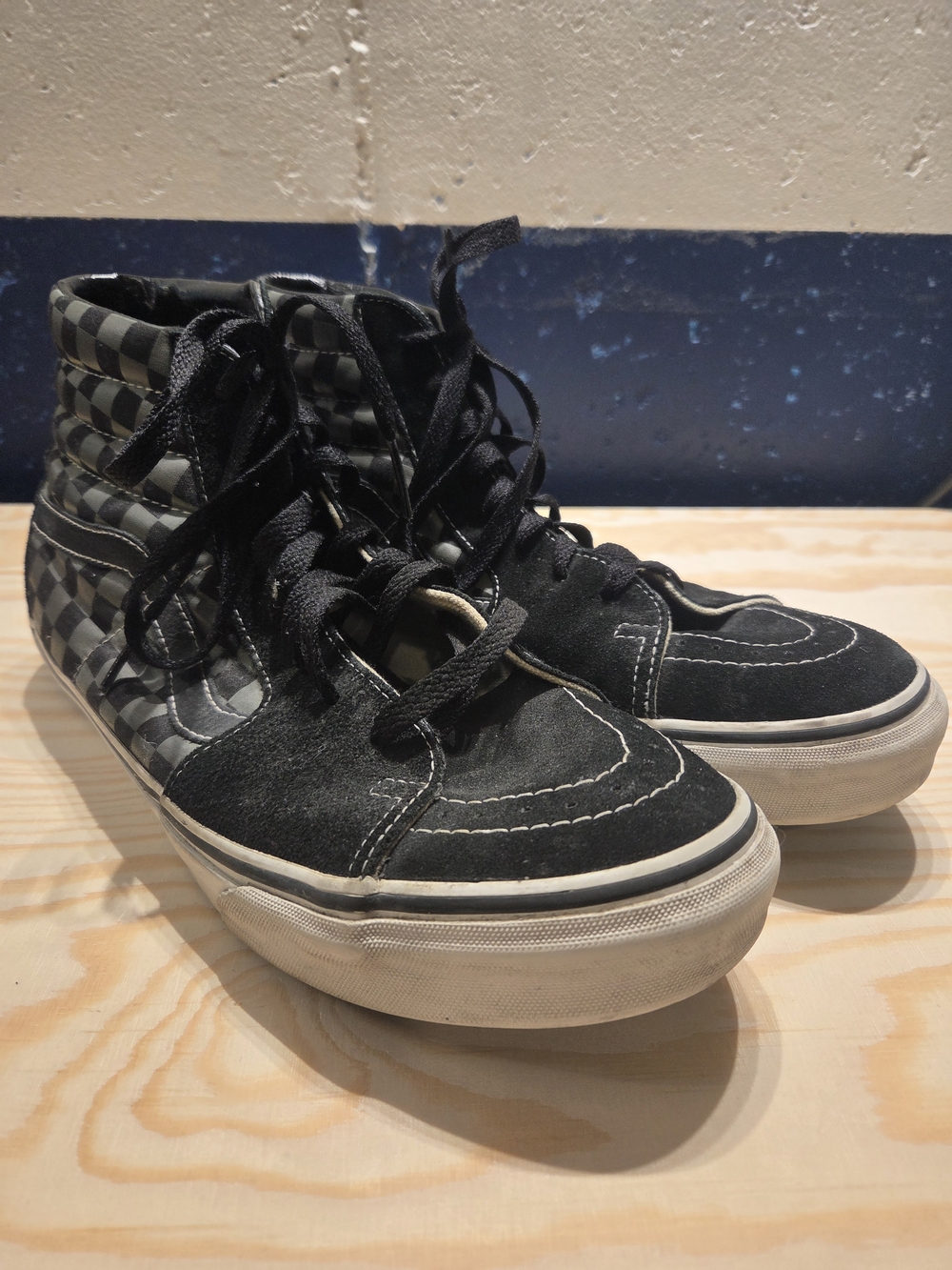 Vans Sk8-Hi Checkerboard High Top Black & Gray Sneakers (Size 12) - Picture 2 of 11